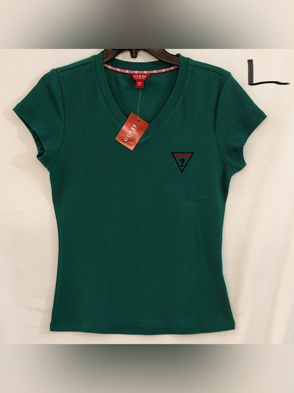 Guess Dark Green V-Neck Short Sleeve Tee